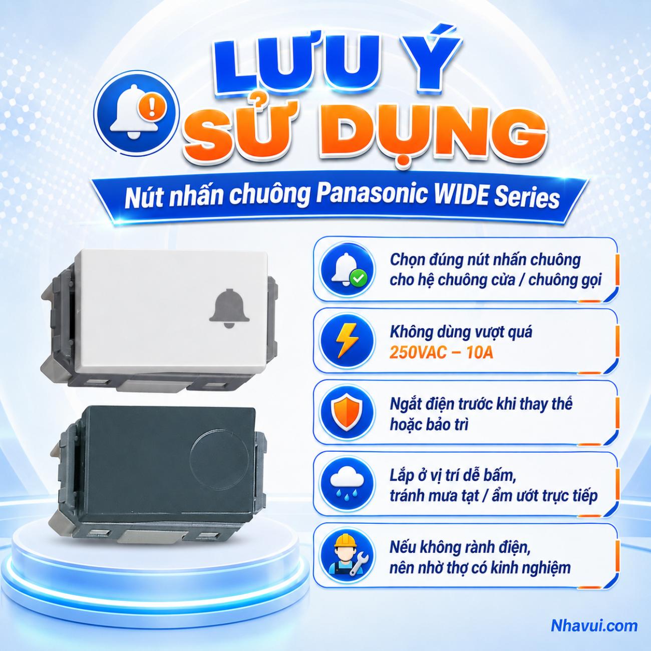 Nút nhấn chuông Panasonic WIDE Series 250VAC – 10A